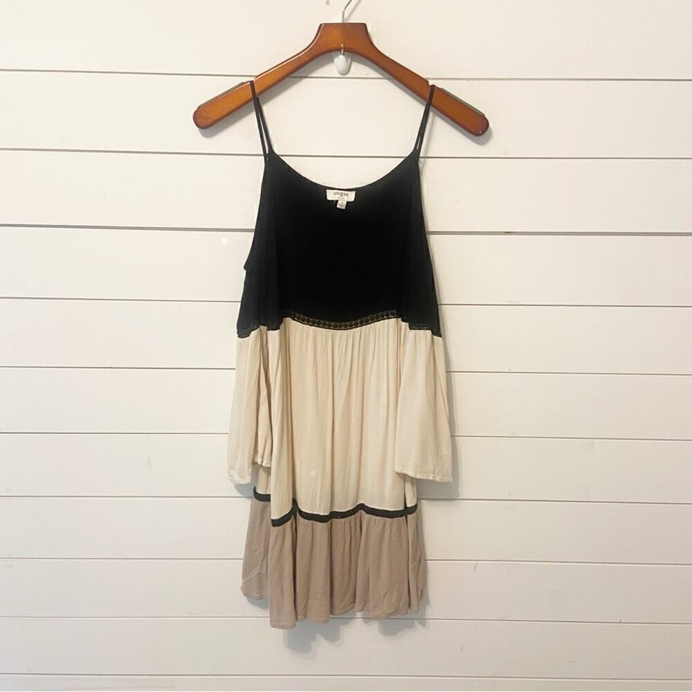Umgee | Color Block Cold Shoulder Midi Adjustable Strap Dress Size Small